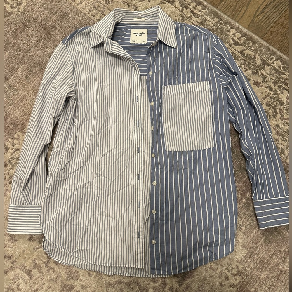 Abercrombie oversized mixed stripe button down